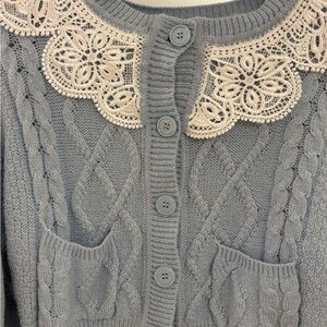 Light blue Knit Cardigan with Lace Detail! Bought from Fancy D!